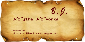 Bőjthe Jávorka névjegykártya